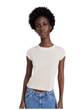Madewell Women's Brightside Supima® Cotton Rib Tee Short Sleeve NWT Size XXS